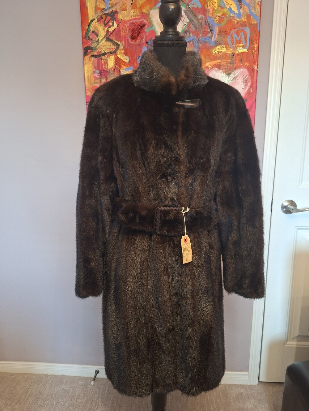 Vintage Dworkin Furs Mink Belted Coat Medium To Large Fit